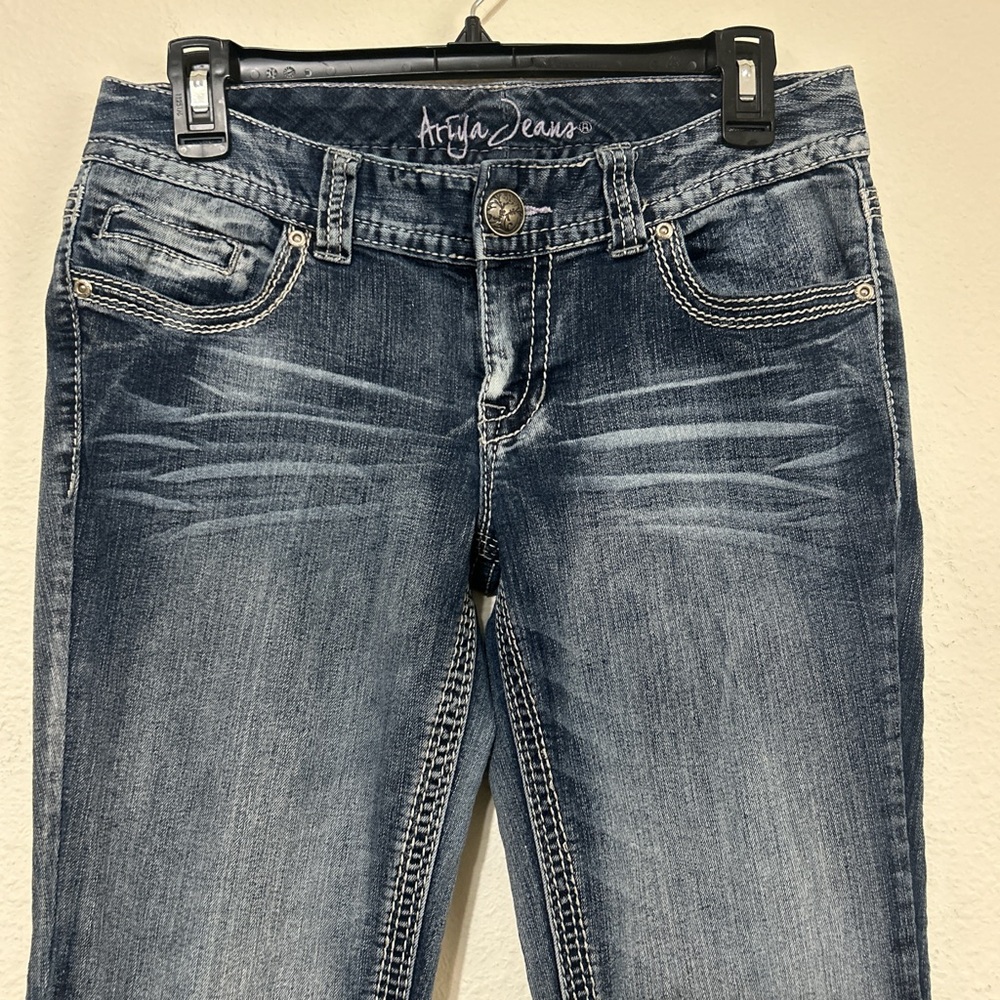 Y2K Low Rise Ariya Bootcut Jeans w/ Rhinestone Studded Pockets | Size 7/8 Reg - Picture 3 of 7